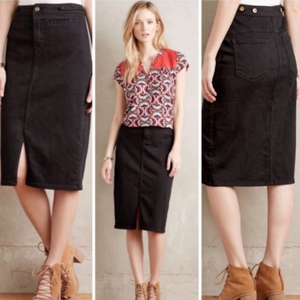 Anthropologie Black Pencil Skirt